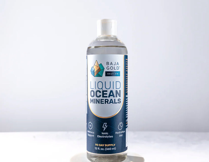 Baja Gold Liquid Ocean Minerals bottle on a white background