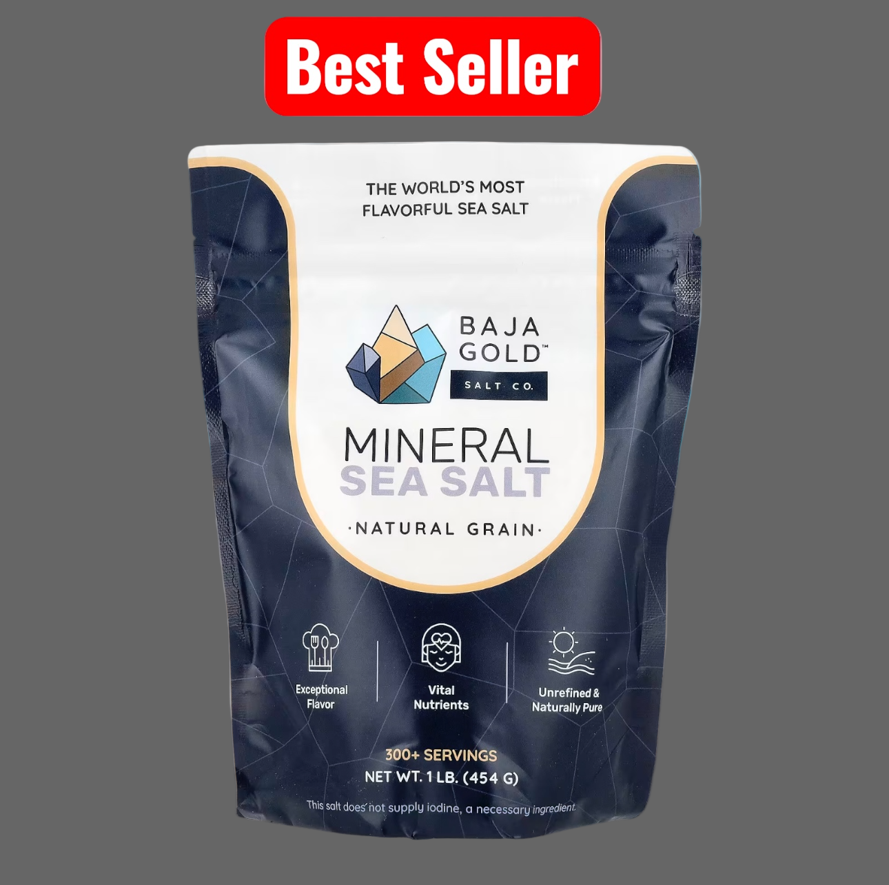 Baja Gold Natural Grain Mineral Sea Salt package – 454 g bag – ExoVita Health Australia