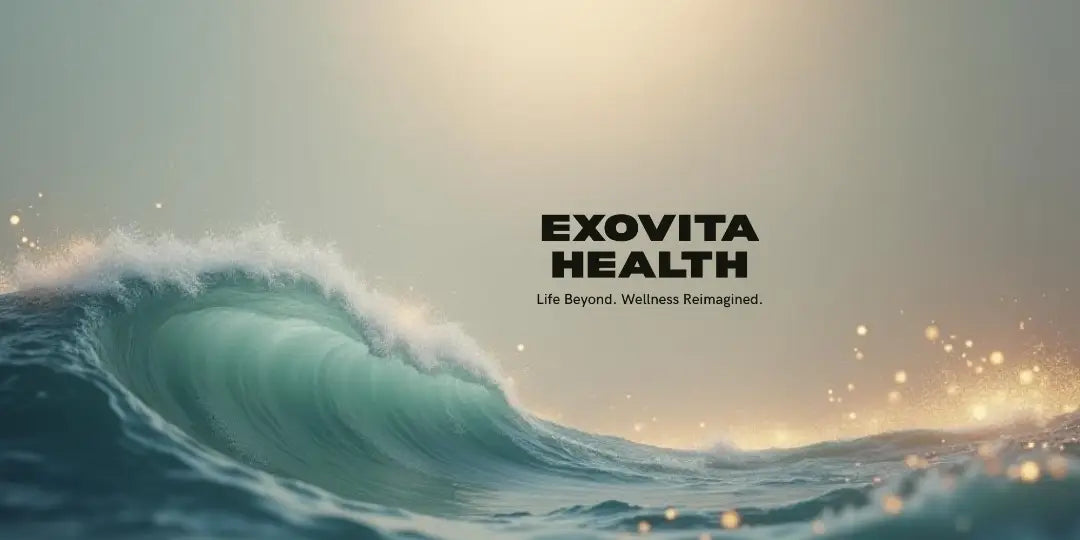 Wave in water with Exovita Health logo and tagline