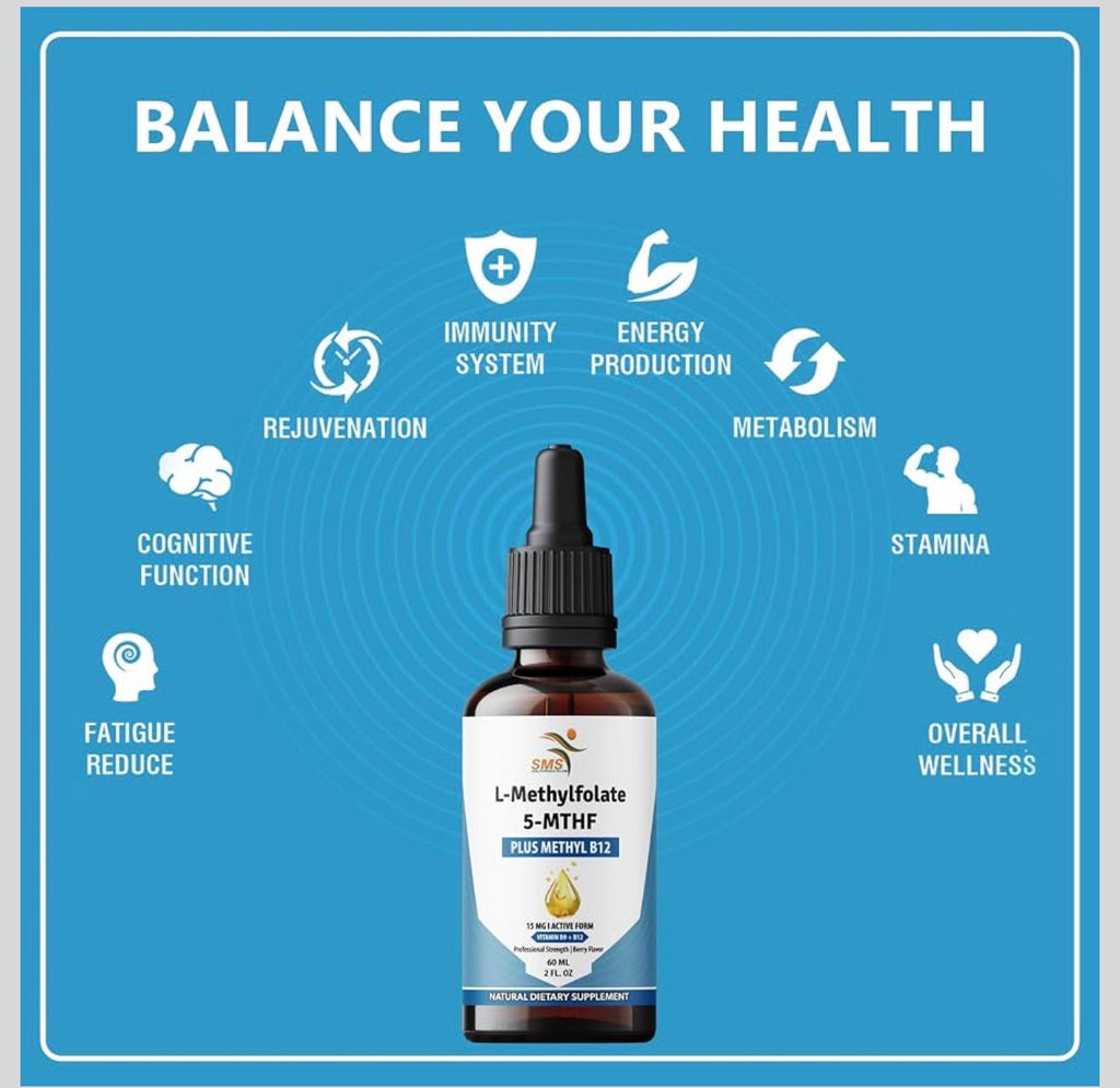 L-Methylfolate 15 mg + Methyl B12 Liquid Drops | 5-MTHF | 60 mL