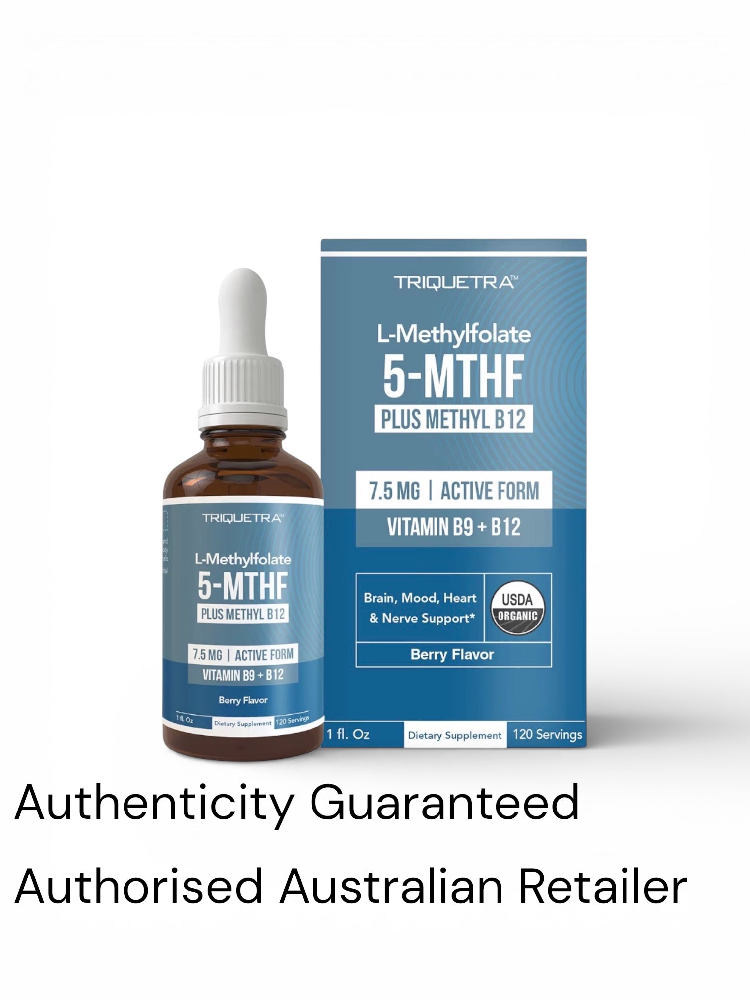 Vitamin supplement bottle and packaging with branding on a white background