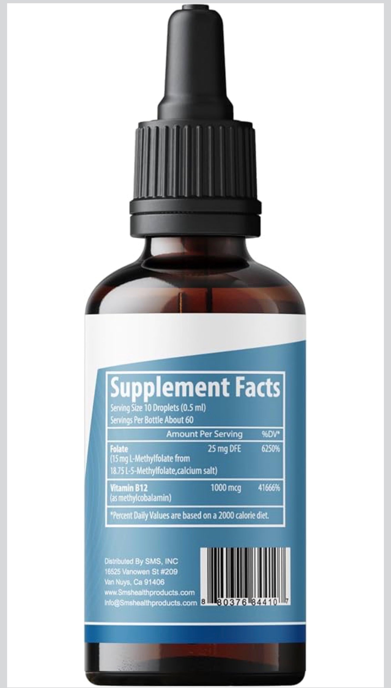 L-Methylfolate 15 mg + Methyl B12 Liquid Drops | 5-MTHF | 60 mL