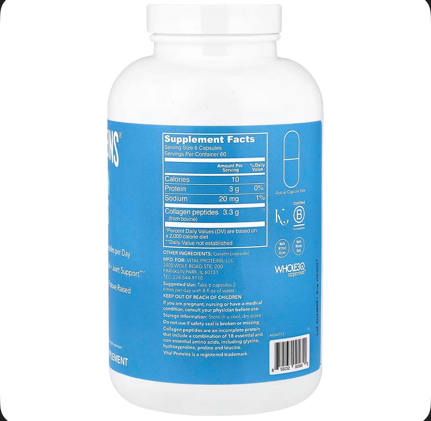 Supplement bottle with blue label showing 'Supplement Facts' on a white background