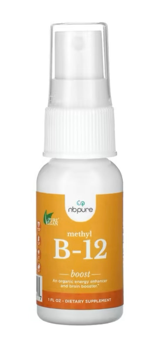Supplement bottle labeled 'methyl B-12' on a white background