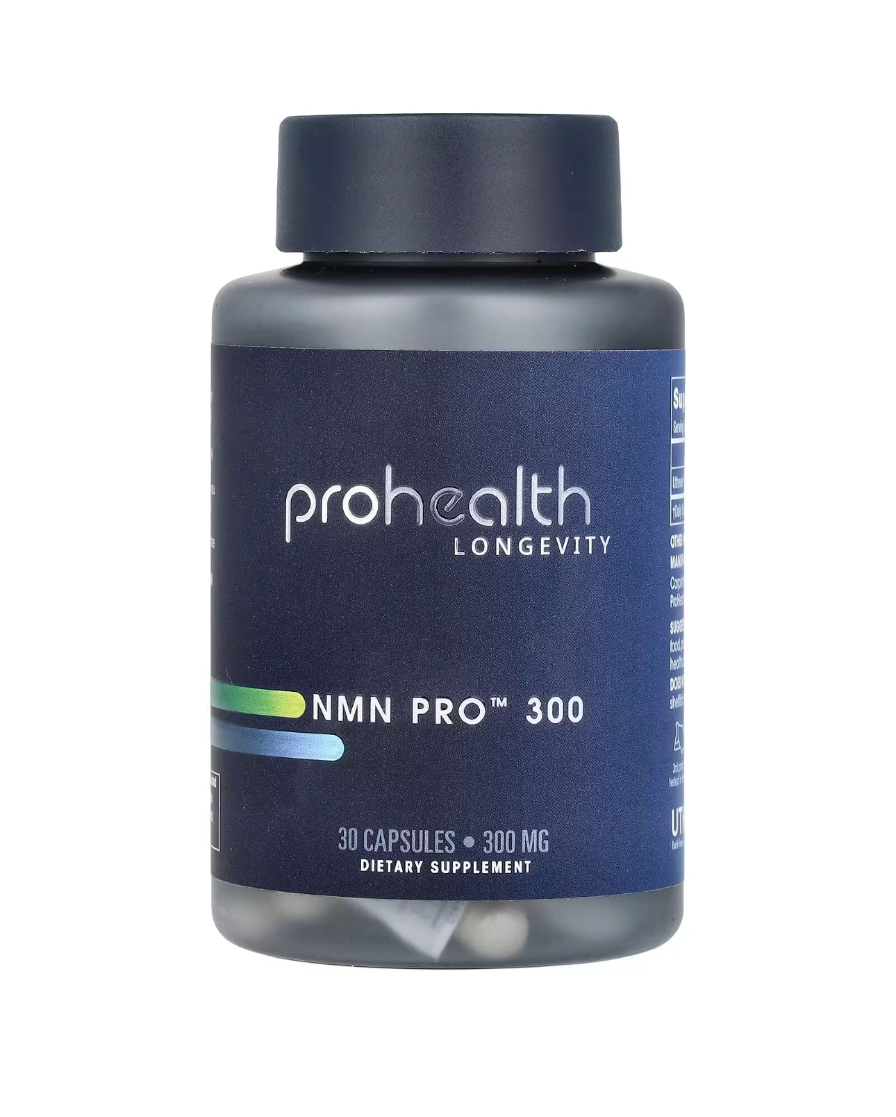Prohealth Longevity NMN Pro 300 dietary supplement bottle on a white background