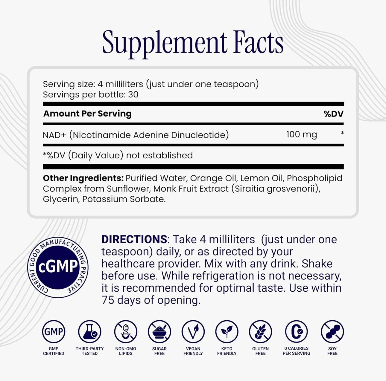 Rho Nutrition Liposomal NAD+ Liquid Supplement with Advanced Absorption Designed For Normal Cellular Health and Energy Metabolism
