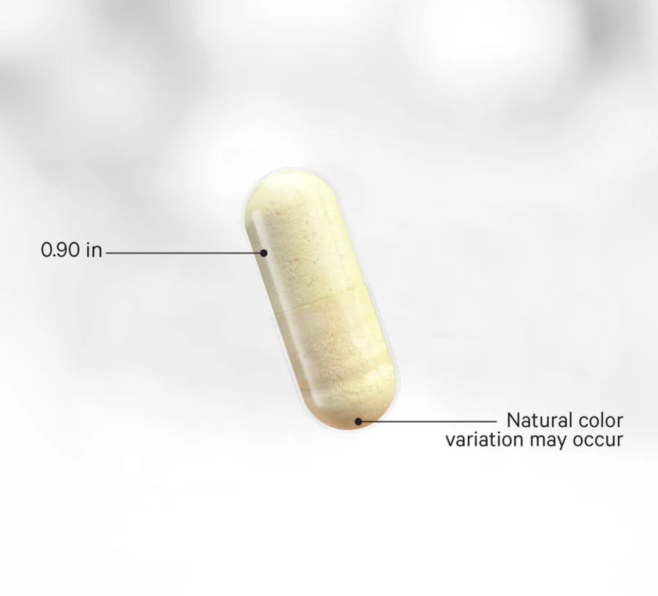 White cylindrical object with measurement label and text on a light gray background