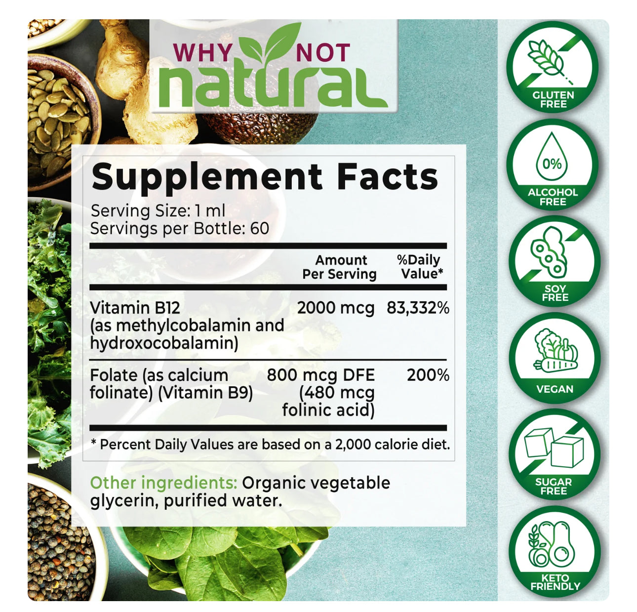 Why Not Natural Methyl B-12 + Folate Unflavoured Liquid – 60ml
