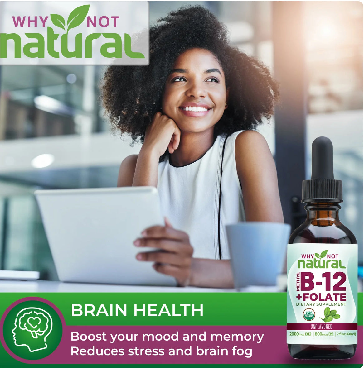 Why Not Natural Methyl B-12 + Folate Unflavoured Liquid – 60ml