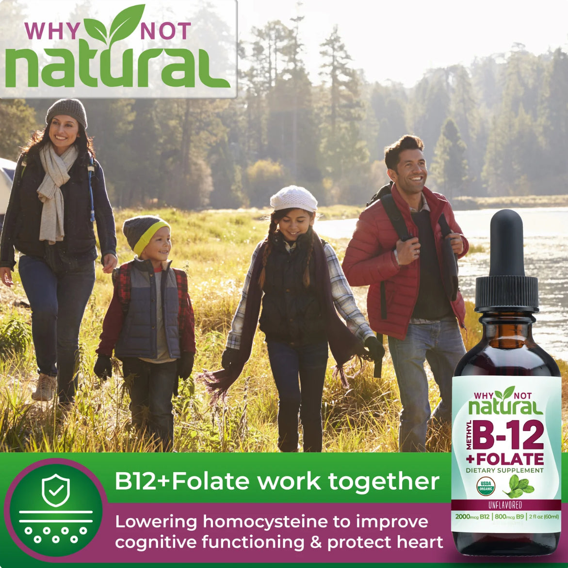 Why Not Natural Methyl B-12 + Folate Unflavoured Liquid – 60ml