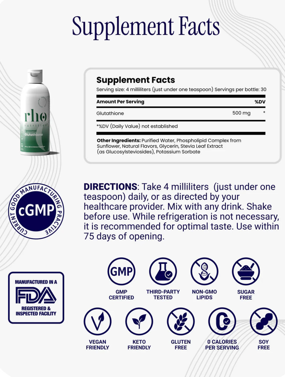 Rho Nutrition Liposomal Glutathione – Advanced Antioxidant & Cellular Detox