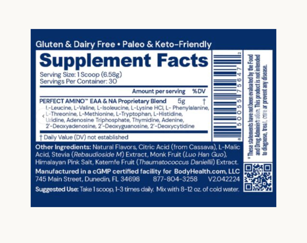 Supplement facts label with blue border on a white background