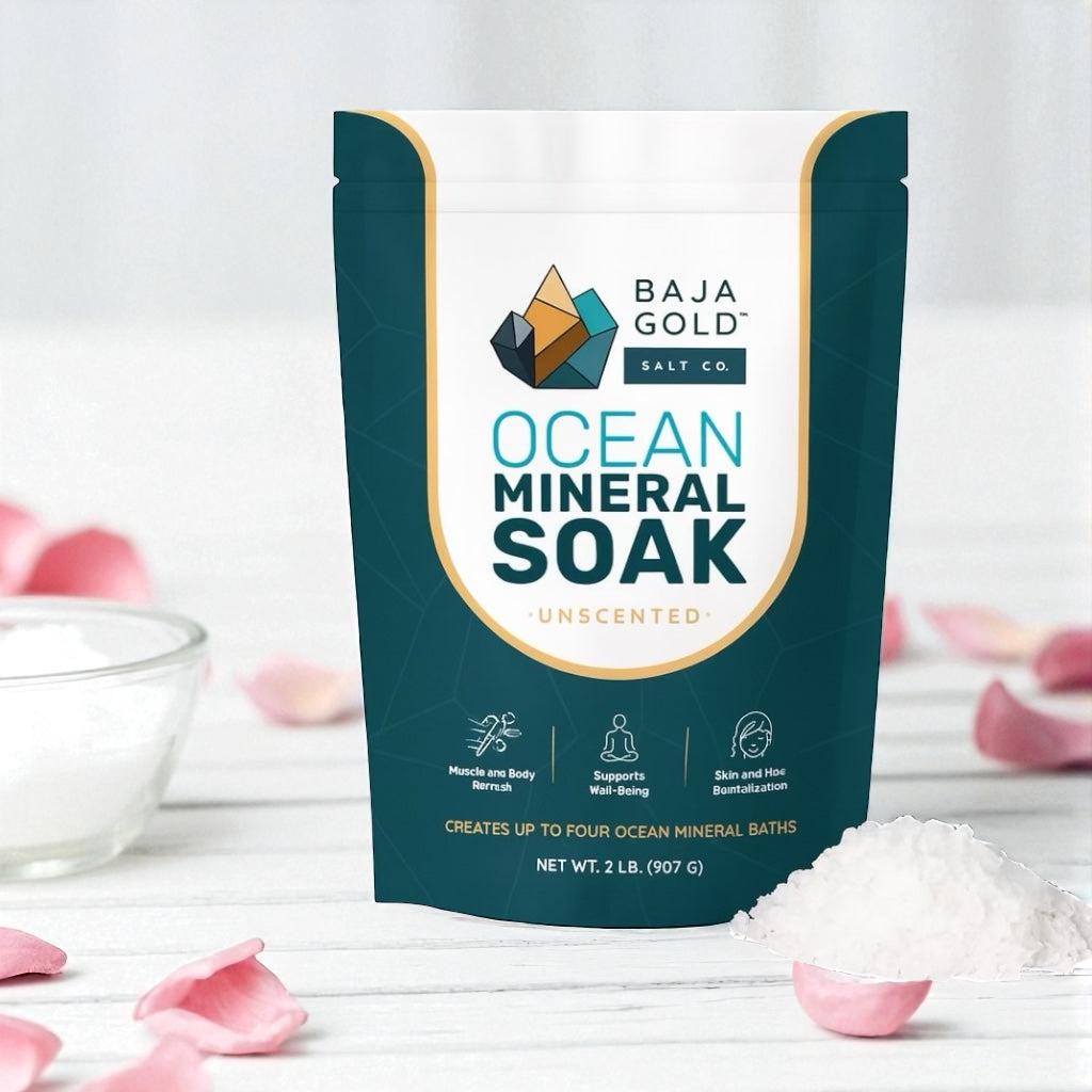 Baja Gold Salt Co Ocean Mineral Soak | Natural Bath Salts | Available in Lavender, Eucalyptus & Unscented Fragrances 907g
